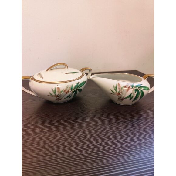 Vintage MCM Noritake China Canton Bamboo #5027  Creamer & Lidded Sugar Bowl Set - Picture 2 of 10